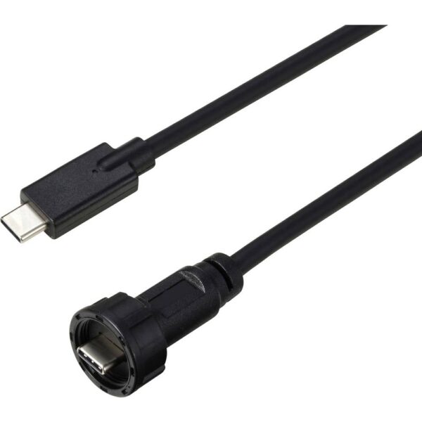 TRU COMPONENTS TC-E10T-MT3.1-MWA/NWA-0.5PV-S TC-13543588 USB type-C ® 3.1 stekker op stekker IP67 (schroefdraad) kabel 0,5 m Waterdichte kunststof kabel 1