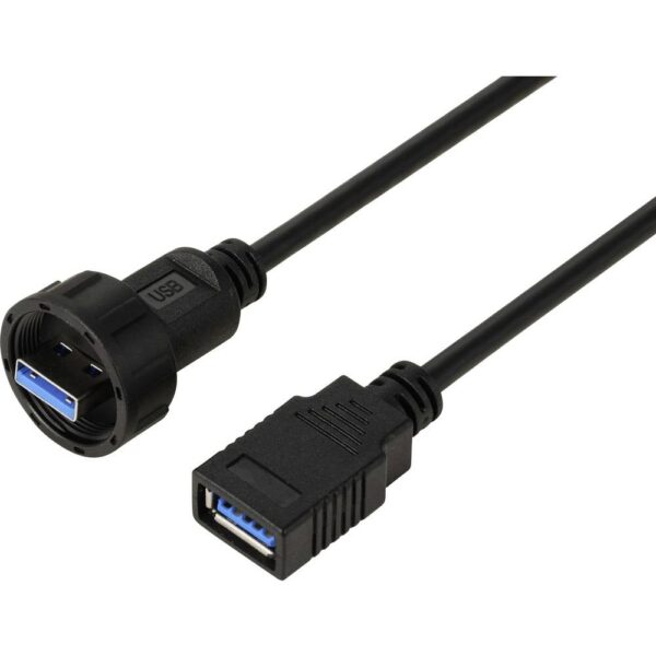 TRU COMPONENTS TC-E13T-MU3-MWA/FU3-NWA-0.5PV-S TC-13543564 USB 3.0-bus op stekker, IP67 (schroefdraad), kabel 0,5 m Waterdichte kunststof kabel 1 stuk(s)