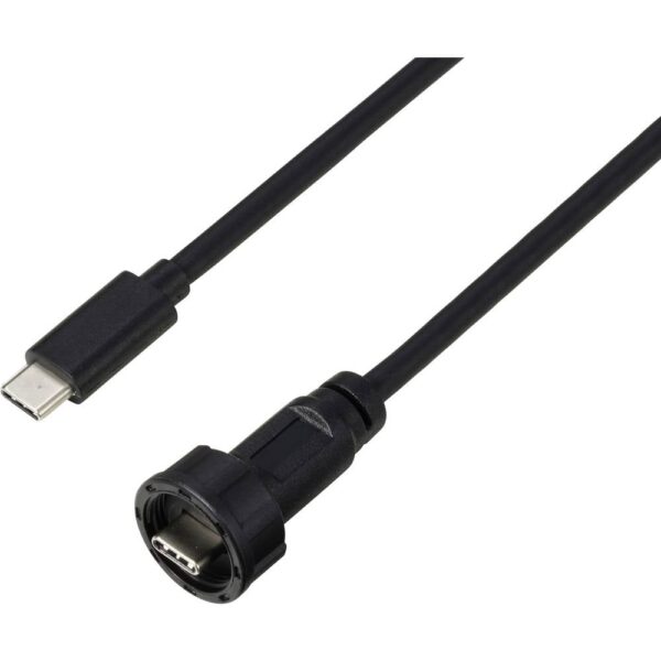TRU COMPONENTS TC-E10T-MT3-MWA/NWA-0.5PV-S TC-13543584 USB type-C ® 3.0 stekker op stekker IP67 (schroefdraad) kabel 0,5 m Waterdichte kunststof kabel 1 stuk(s)