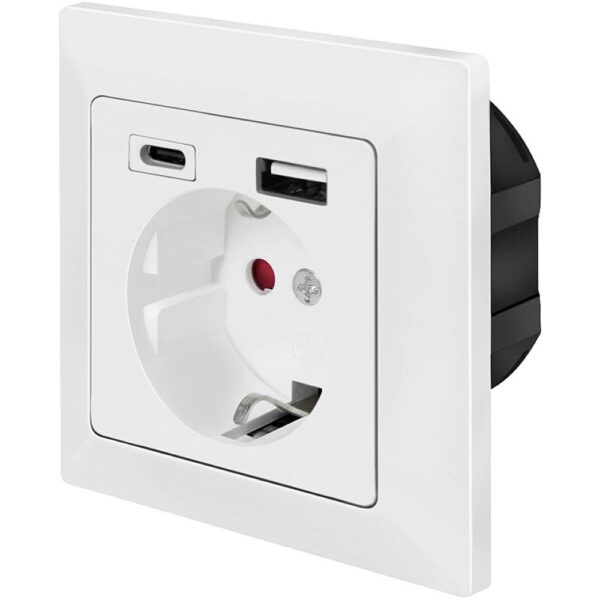 LogiLink PA0262 Stopcontact (onderbouw) Met USB-laaduitgang, Aanraakbeveiliging Wit