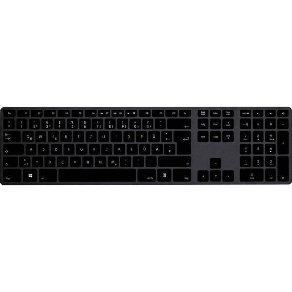 Matias FK418PCDCBB-DE Wireless USB-C® Aluminum Keyboard Toetsenbord Draadloos QWERTZ, Duits Zwart