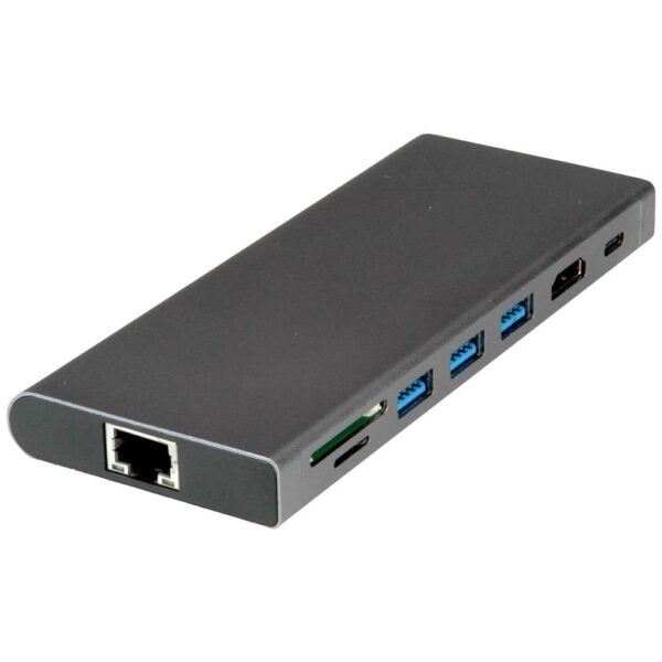 VALUE USB Type C Docking Station, HDMI 4K60 , 4x US3.2Gen1 (1x C + 3x A), 1x PD, 1x SD/TF, 1x RJ45, 1x 3.5mm