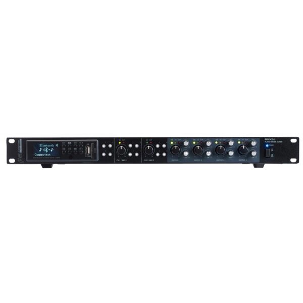 Audiophony PMX34 4 zonemixer & mediaspeler met usb, sd, bt & tuner