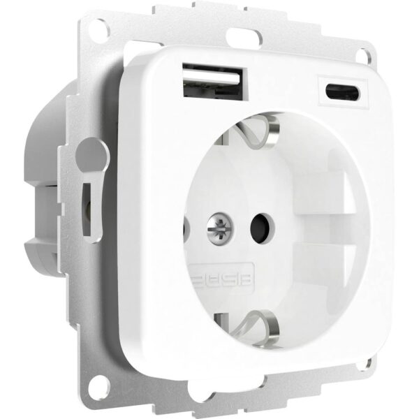 2USB 2U-449368 Geaard stopcontact Aanraakbeveiliging, Met USB-laaduitgang IP20 Zuiver wit (glanzend)