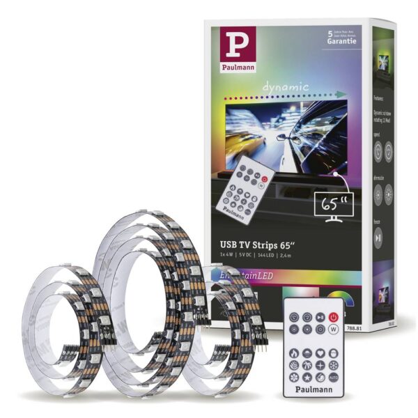 Paulmann TV Strips 65 Zoll 78881 LED-strip basisset Met USB-aansluiting 5 V 2.4 m RGB 1 set(s)
