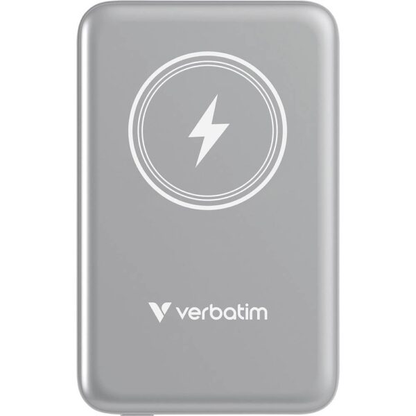 Verbatim Charge n Go Magnetic Wireless Powerbank 10000 mAh Fast Charge, Quick Charge 3.0, USB PD 3.0, Adaptive Fast Charge LiPo USB-C Grijs