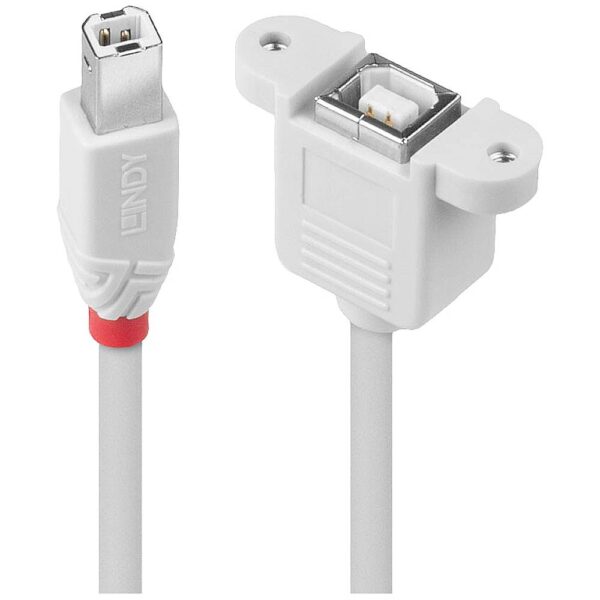 LINDY USB-kabel USB 2.0 USB-B stekker, USB-B bus 0.50 m Grijs 31800