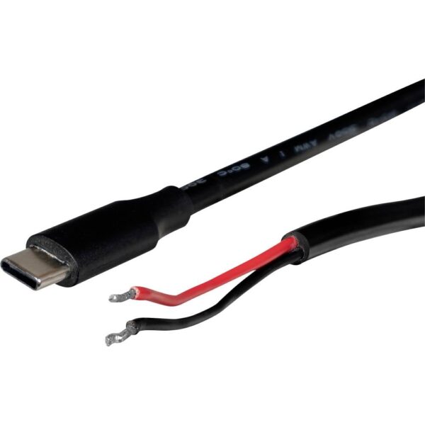 Joy-it Joy-IT Strom-Kabel 1 m Schwarz (K-1474) Stroomkabel [1x USB-C 2.0 stekker - 1x Open kabeleinde] 1 m Zwart