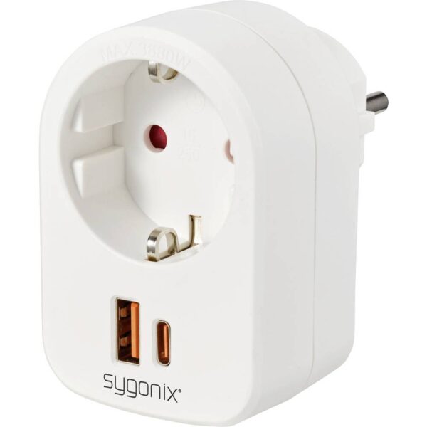 Sygonix SY-6713236 Tussenstekker Met USB Wit