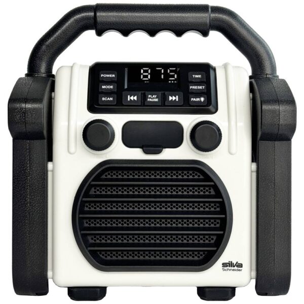 Silva Schneider BR 230 BT offwhite Bouwradio FM USB, Bluetooth Wekfunctie, Acculaadfunctie, Oplaadbaar, Spatwaterbestendig Wit