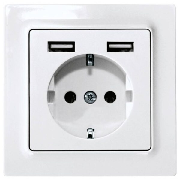 Eltako DSS55E+2xUSBA-pm Stopcontact Inbouw (in muur), Schroefbevestiging