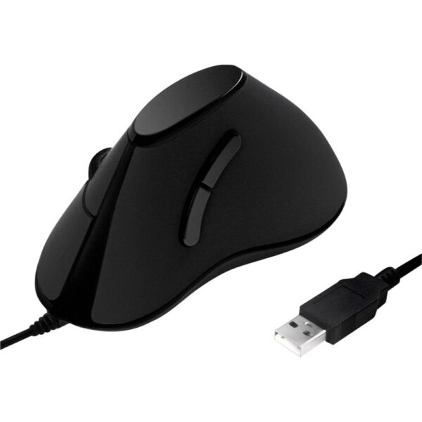 LogiLink ID0158 Ergonomische muis USB Optisch Zwart 5 Toetsen 1000 dpi Ergonomisch