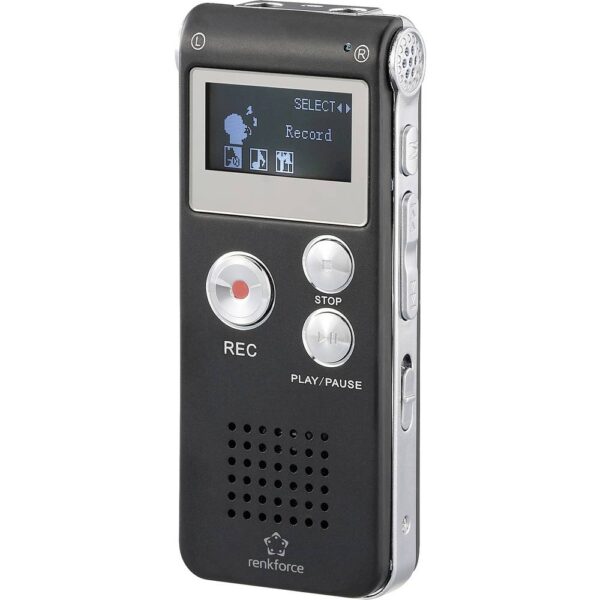 Renkforce RF-DVR-L169 Digitaal dicteerapparaat Opnameduur (max.) 25 h Zwart Ruisonderdrukking