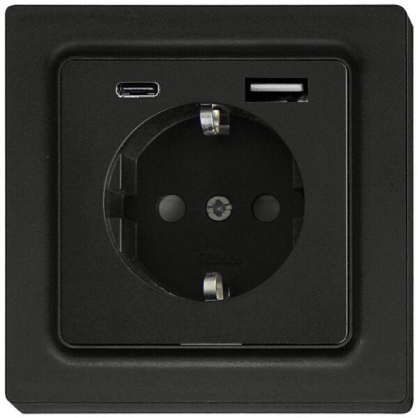 Eltako DSS55E+USBA+C-am Stopcontact Inbouw (in muur), Schroefbevestiging