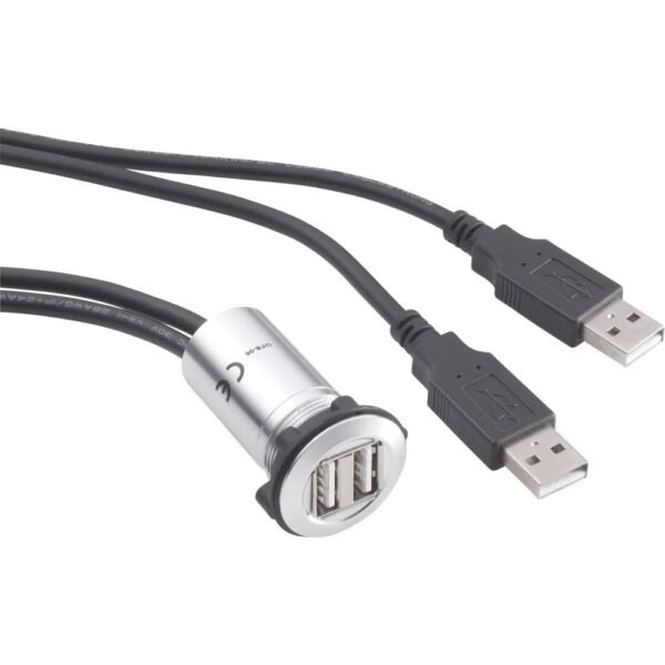 TRU COMPONENTS USB-06 Dubbele USB-inbouwbus 2.0 Bus, inbouw 2x USB-bus type A naar 2x USB-stekker type A met 60 cm kabel Inhoud: 1 stuk(s)