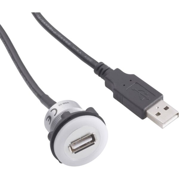 TRU COMPONENTS USB-05 USB-inbouwbus 2.0 Bus, inbouw USB-bus type A verlicht naar USB-steker type A met 60 cm kabel Inhoud: 1 stuk(s)
