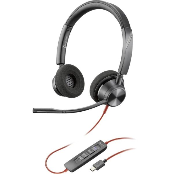 HP Poly Blackwire C3320-M On Ear headset Kabel Stereo Zwart Headset, Microfoon uitschakelbaar (mute), Volumeregeling Computer