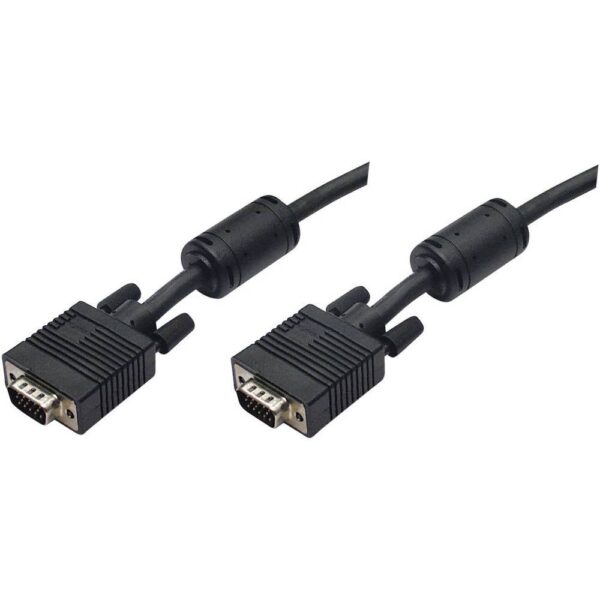 981063 USB-kabel VGA Aansluitkabel VGA-stekker 9-polig, VGA-stekker 9-polig 10.00 m Zwart Schroefbaar, Met Ferrietkern