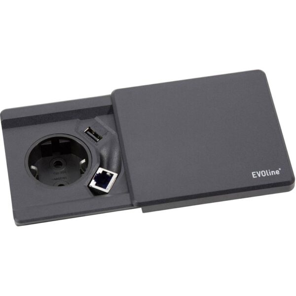EVOline 159270000100 Stopcontact (inbouw) Met USB, Met Cat6-bus Zwart