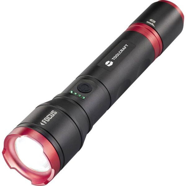 TOOLCRAFT Handlamp werkt op Li-ion oplaadbare batterij of batterijgevoed Verstelbaar, Instelbare puntgrootte, Met stroboscoopfunctie, Met USB-poort 1200 lm 6.5