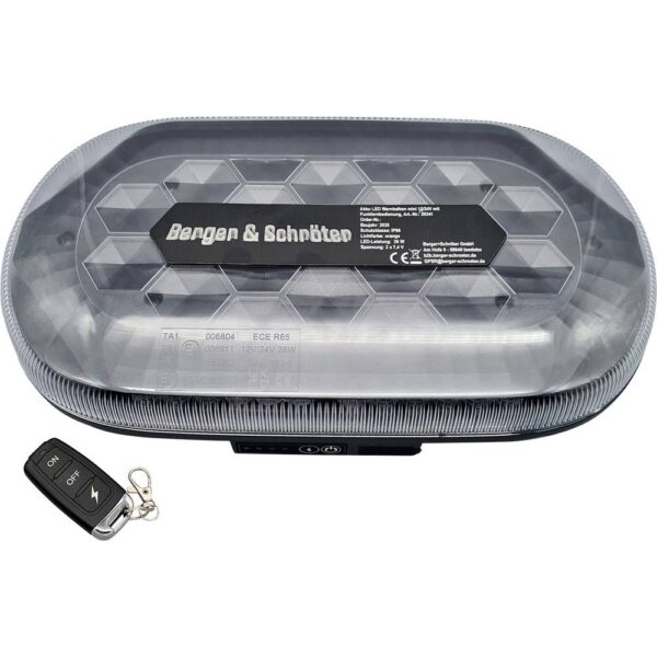 Berger & Schröter Akku LED Mini SM865DR Waarschuwingsbalk 12 V, 24 V werkt op USB Magneetvoet Oranje