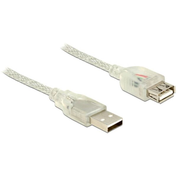 Delock USB-kabel USB 2.0 USB-A stekker, USB-A bus 1.00 m Transparant 83881