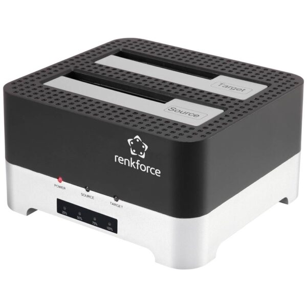 Renkforce RF-DOCKING-02 USB-A 3.0 SATA 6 Gb/s 2 poorten Harde schijf-kopieerstation 2.5 inch, 3.5 inch Met clone-functie