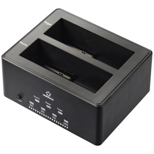 Renkforce RF-5576398 USB-A 3.2 Gen 1 SATA 2 poorten Harde schijf-dockingstation 2.5 inch, 3.5 inch Met clone-functie, Met wis-functie