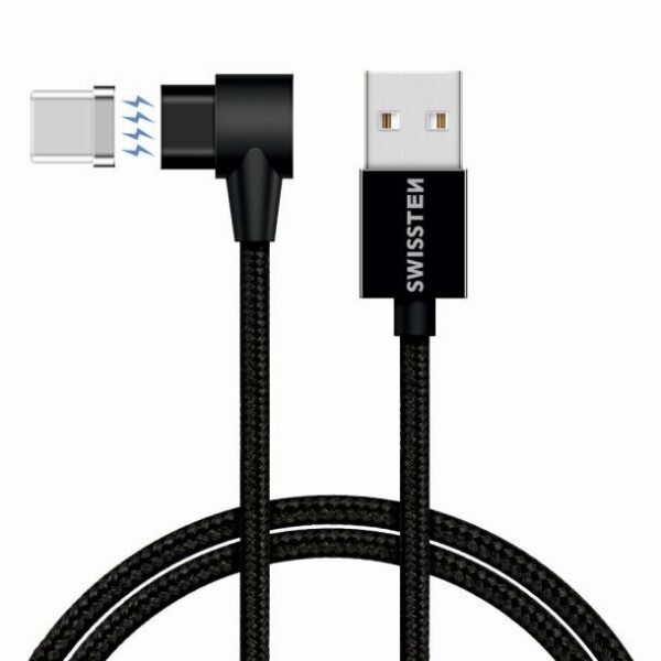 Swissten Swissten Magnetische USB-C naar USB-A Kabel - 1.2M - Zwart