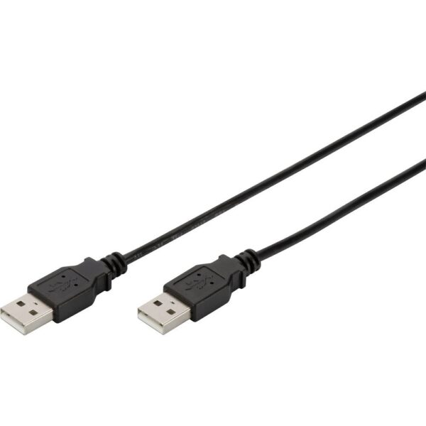 Digitus USB-kabel USB 2.0 USB-A stekker, USB-A stekker 1.00 m Zwart Afgeschermd (dubbel) AK-300101-010-S