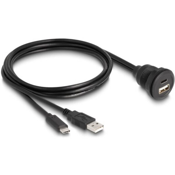 Delock USB 2.0 Adapter [1x USB-C stekker, USB-A-stekker - 1x USB-C bus, USB-A-bus] 88102 1 m